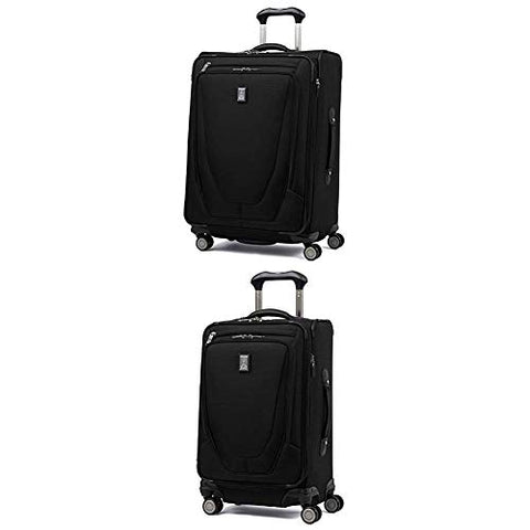 Travelpro Luggage Crew 11 25" Expandable Spinner Suitcase W/Suiter + 20" Carry-On Spinner (Black)