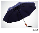 Balios (Designed in UK) Travel Umbrella | Luxurious Golden Rosewood Handle | Auto Open & Close |