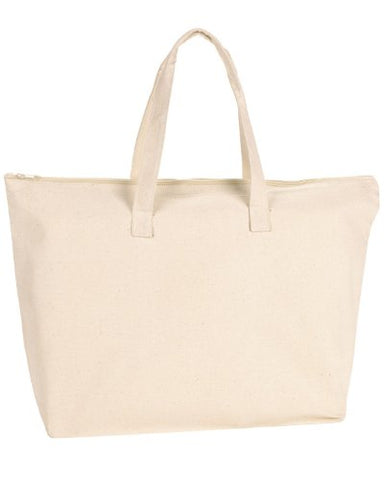 Ultraclub 8863 Uc Zipper Canvas Tote - Natural - One