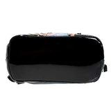 Studded Printed Glossy Backpack with Back Zipper Pocket and Adjustable Strap