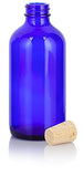 16 oz Cobalt Blue Glass Boston Round Bottle with Cork Stopper Closure + Funnel (2)