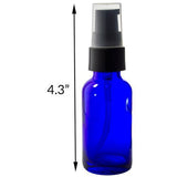 1 oz Cobalt Blue Glass Boston Round Treatment Pump Bottle (12 pack) + Funnel and Labels for essential oils, aromatherapy, food grade, bpa free