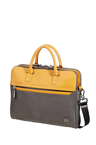 SAMSONITE Senzil - Slim Briefcase, 38.5 cm, 11 liters, Multicolour (Grey/Yellow)