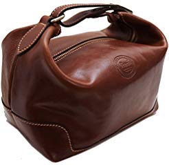 Cenzo Leather Travel Kit Toiletry Dopp Bag in Brown