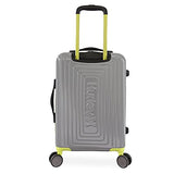 Hurley Suki Hardside Spinner Carry On Luggage 21", Light Grey/Neon