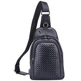 Banuce Top Grain Cowhide Leather Versatile Sling Bag Shoulder Chest Packs Cross Backpack