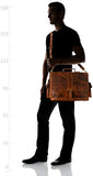 Addey Supply Company 16" Leather Messenger Bag for Laptop Briefcase Bag 16.5X6X12 inch Abyss