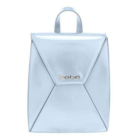 Bebe Womens Evelyn Faux Leather Adjustable Straps Backpack Silver O/S