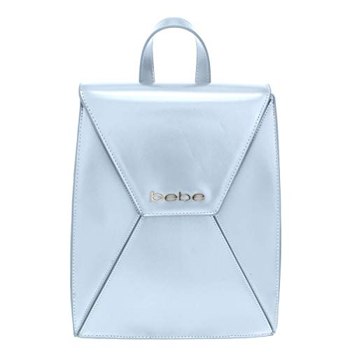 Bebe Womens Evelyn Faux Leather Adjustable Straps Backpack Silver O/S