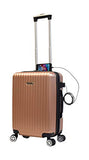 Karriage-Mate Hardside Jumbo Size Luggage with Spinner Wheels, TSA Lock, USB Port (Rose Gold)