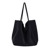 BOBILIKE Women Shoulder Bags Corduroy Bag Handbag Work Bags Schoolbag, Black