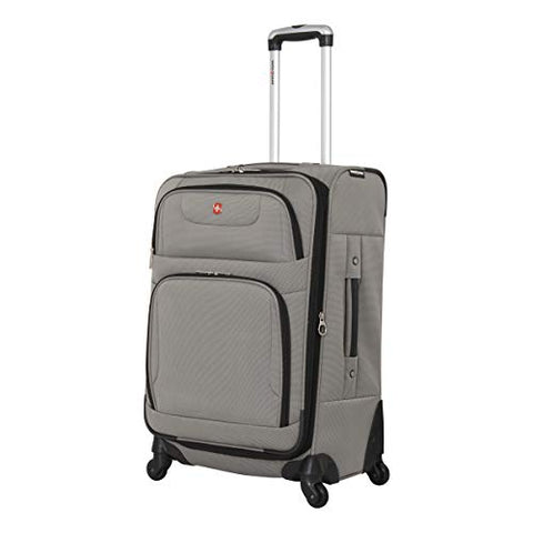Swissgear 24" Expandable Spinner Luggage- Pewter. Expandable Unisex Suitcase Great as Carry-On Travel Luggage (Pewter, 24")