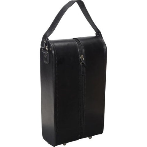 AmeriLeather Leather Double Wine Case Holder (Black)