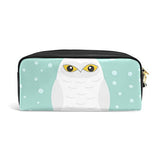 Colourlife White Snow Owl Pu Leather Pencil Case Holder Pouch Makeup Bags For Boys Girls Adults