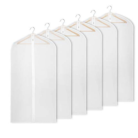 Univivi Hanging Garment Bag 43 inch Suit Bag for Storage(Set of 6) Washable Translucent Lightweight Garment Bags for Dress Suits, Jackets, T-Shirt, Sports Coats etc.