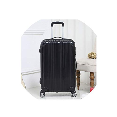 New Hot Suitcase Carry-Ons Women Travel Spinner Rolling Luggage On Wheels,Black,22