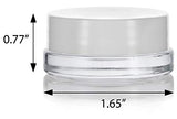 Clear Glass 7 ml Thick Wall Airtight Small Balm Sample Wax Concentrate Jars with White Foam Lined Smooth Lids (12 Pack) + Travel Bag