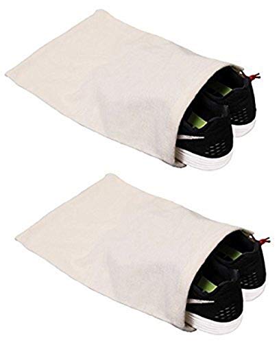Earthwise Shoe Storage Bags 100% Cotton - with Drawstring For Men - Women in Natural MADE IN THE