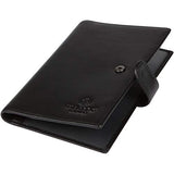 RFID Blocking Genuine Leather Passport Holder Cover Case & Travel Wallet for Men and Women - Black