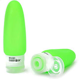Miami CarryOn TSA Approved Food Grade Silicone Travel Bottle Pair, FDA Approved (Electric Green)