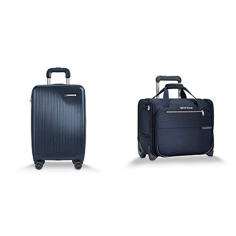 Briggs & Riley Sympatico Navy International Carry-On Expandable Spinner And Baseline Navy Rolling
