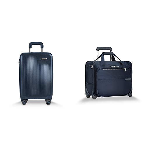 Briggs & Riley Sympatico Navy International Carry-On Expandable Spinner And Baseline Navy Rolling