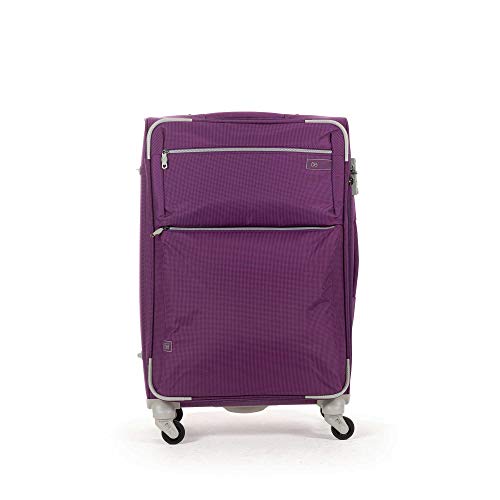 Cloe Checked Medium 24 inch Water-Resistant Luggage with 360º-spinner wheels in Purple Color