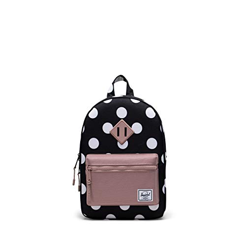 Herschel Kids' Heritage Backpack, Polka Dot Black and White/Ash Rose, 9L