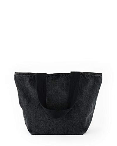 BAGGU Canvas Zip Tote, Nylon Shopping Tote or Lunch Bag, Recycled Wahsed Black