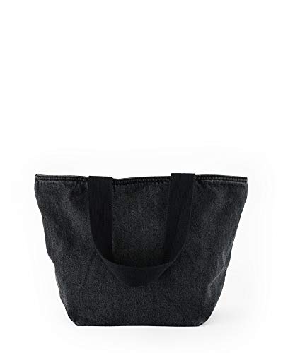 BAGGU Canvas Zip Tote, Nylon Shopping Tote or Lunch Bag, Recycled Wahsed Black