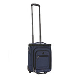 Travelers Club Top Expandable +50% Capacity Luggage with USB Port, Navy Blue, 17" Underseat Carry-On
