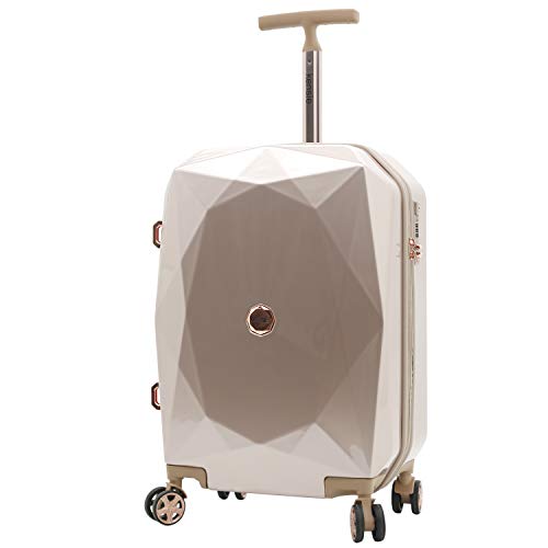 kensie Women's 3D Gemstone TSA Lock Hardside Spinner Luggage, Rose Gold, 20-Inch Carry-On