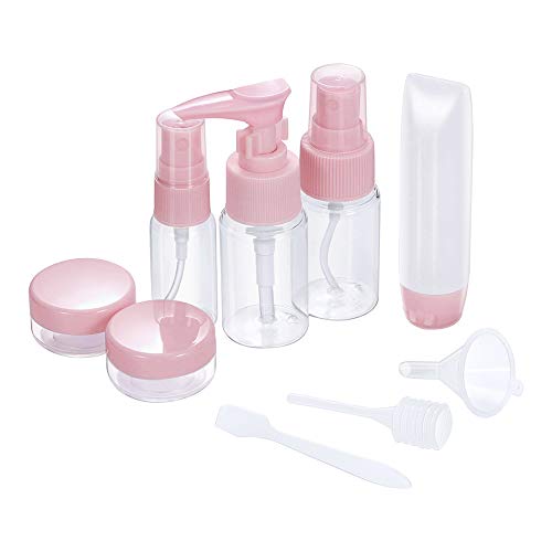 CHUHUAYUAN Travel Size Bottles Set 6 Pack with Zipper Bag BPA Free - TSA Approved Leak Proof Refillable Plastic Clear Empty Travel Containers for Toiletries or Makeup Liquid (Pink)