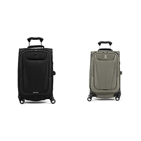 Travelpro Maxlite 5-Softside Expandable Spinner Wheel Luggage, Black/Slate Green, 2-Piece Set (21/21)