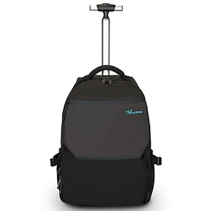 19 inches Large Storage Multifunction Waterproof Travel Wheeled Rolling Backpack by HollyHOME, Black