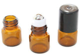 72-1 ml (1/4 Dram) Amber Glass Micro Mini Roll-on Glass Bottles with Stainless Steel Roller Balls - Refillable Aromatherapy Essential Oil Roll On (72)