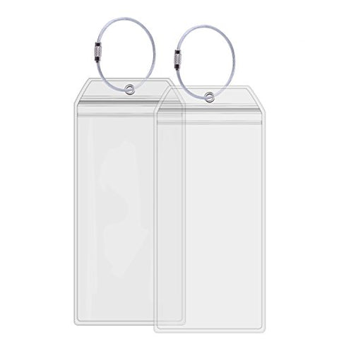 Ahobson Cruise Tags Holders for Luggage E-Tags Waterproof With Resealable Zipper & Steel Loops (2Packs)
