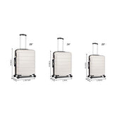 LIZHOUMIL Luggage Sets Suitcase Lightweight TSA Lock Spinner 20In24In28In White ABS