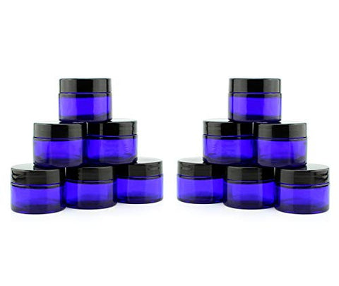 Cornucopia Brands 1-Ounce Cobalt Blue Glass Cosmetic Jars (30ml, 12-Pack, Blue)
