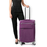 Cloe Checked Medium 24 inch Water-Resistant Luggage with 360º-spinner wheels in Purple Color