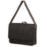 Kenneth Cole Reaction Travelier Satchel Messenger Vegan Leather Laptop Computer Shoulder Bags, Brown, Scored