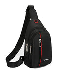 Small Sling Compact Crossbody Bag Chest Shoulder Travel Bag Purse for Men Women with Earphone Hole Water Resistant (Black)