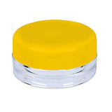 Houseables Sample Containers, 3 Gram Jars, 3 mL, 50 Pk, Yellow, BPA Free Plastic, Cosmetic Jar w/Lids, Screw Cap, Round Pot, 3g Empty Container, Small, Tiny, Tester Bottle, Make Up, Eye Shadow, Nails