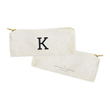 The Cotton & Canvas Co. Personalized Modern Monogram Initial K Pencil Case, Cosmetic Case and Travel Pouch for Office and Back to School