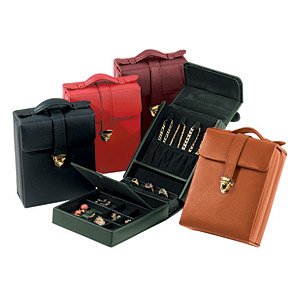 Royce Leather Ladies' Pocketbook Jewelry Case - Red