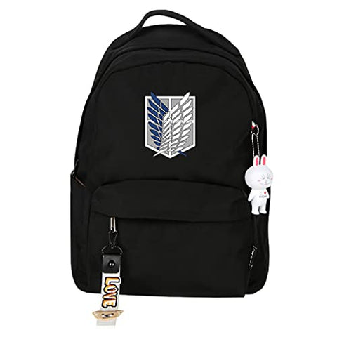 Attack On Titan Backpacks for School for Adults Kids Students Anime Shoulder Bags School Bag Bookbag Daypack Laptop Bags (Black-JJDCBBZ,Size)