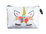 Unicorn Gifts for Girls - Unicorn Drawstring Backpack/Makeup Bag/Bracelet/Inspirational Necklace/Hair Ties (White Flower)