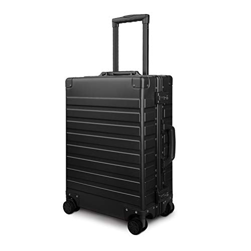 Turmaster Airline Approved Carry on Luggage,20 inch Aluminum Framed  Suitcase with Spinner Wheels,Built-In TSA lock,with USB Port & Cup Holder &  Phone