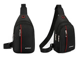Small Sling Compact Crossbody Bag Chest Shoulder Travel Bag Purse for Men Women with Earphone Hole Water Resistant (Black)