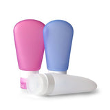 Kitdine Portable Soft Silicone Travel Bottles Set (3 Oz, Pink + White + Blue)